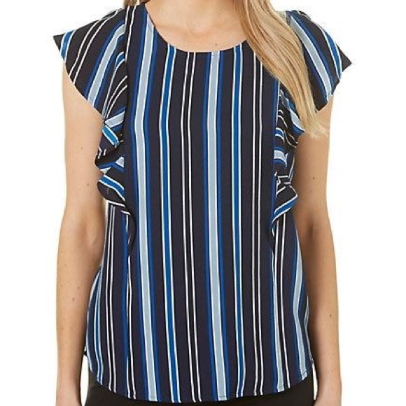 BRAND NEW WITH TAGS 💙 HARVE BENARD | Striped Ruffle Blouse - Picture 7 of 7